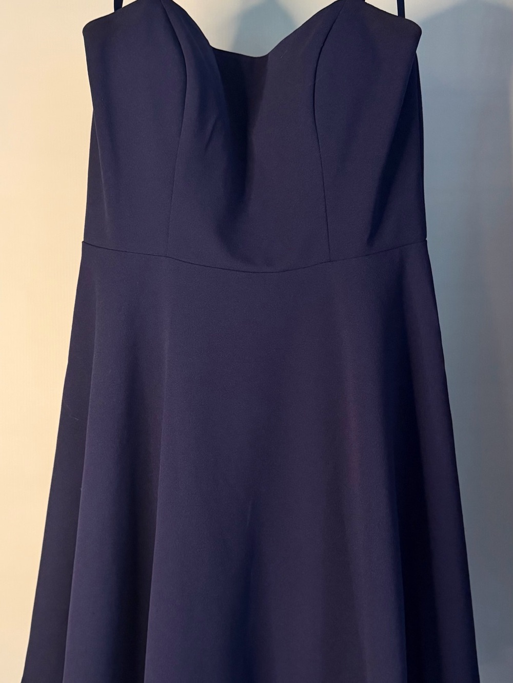 B. Smart Strapless Navy Blue A-Line Dress